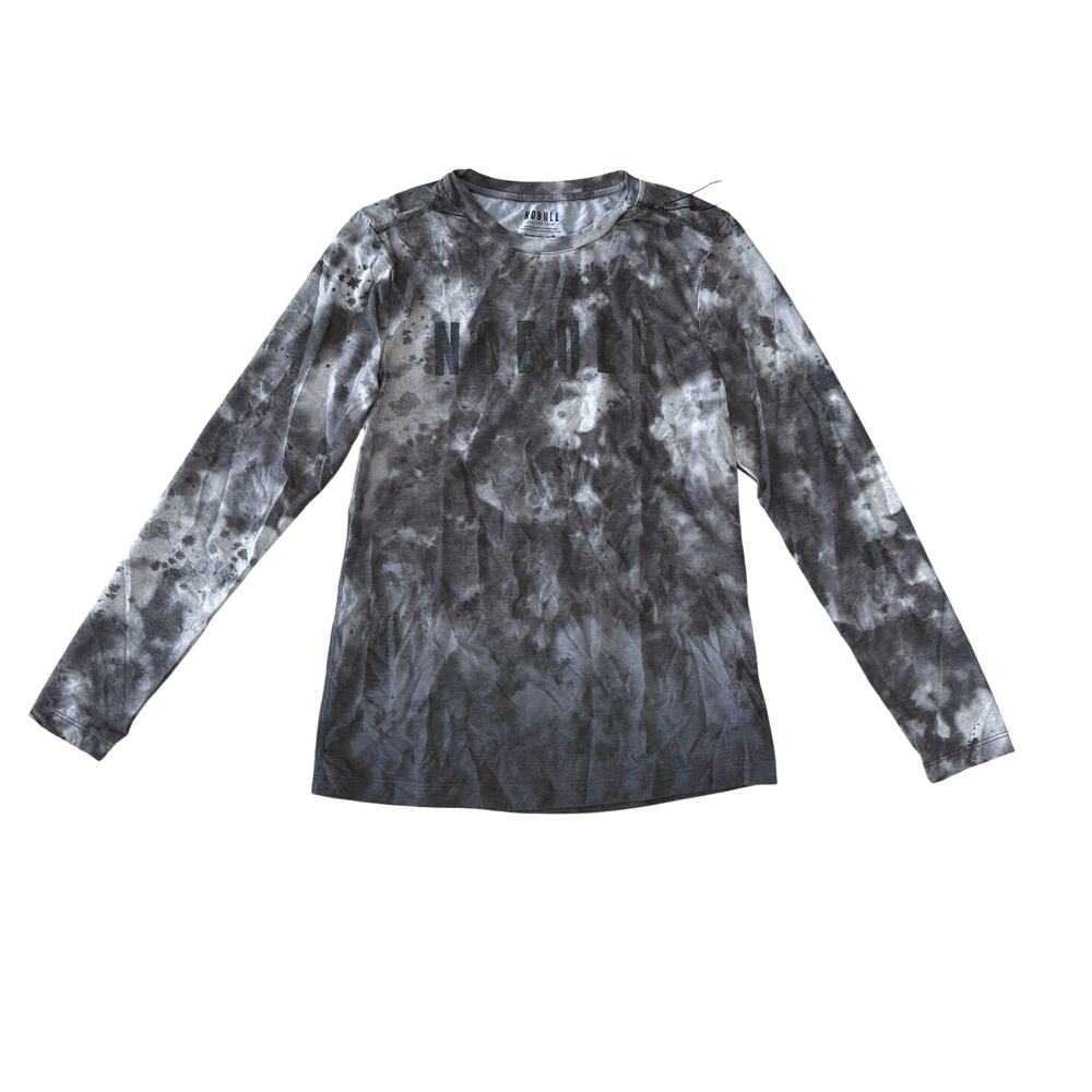 NWT NOBULL Women's Long Sleeve Tee White/Black Dip-Dye Size S